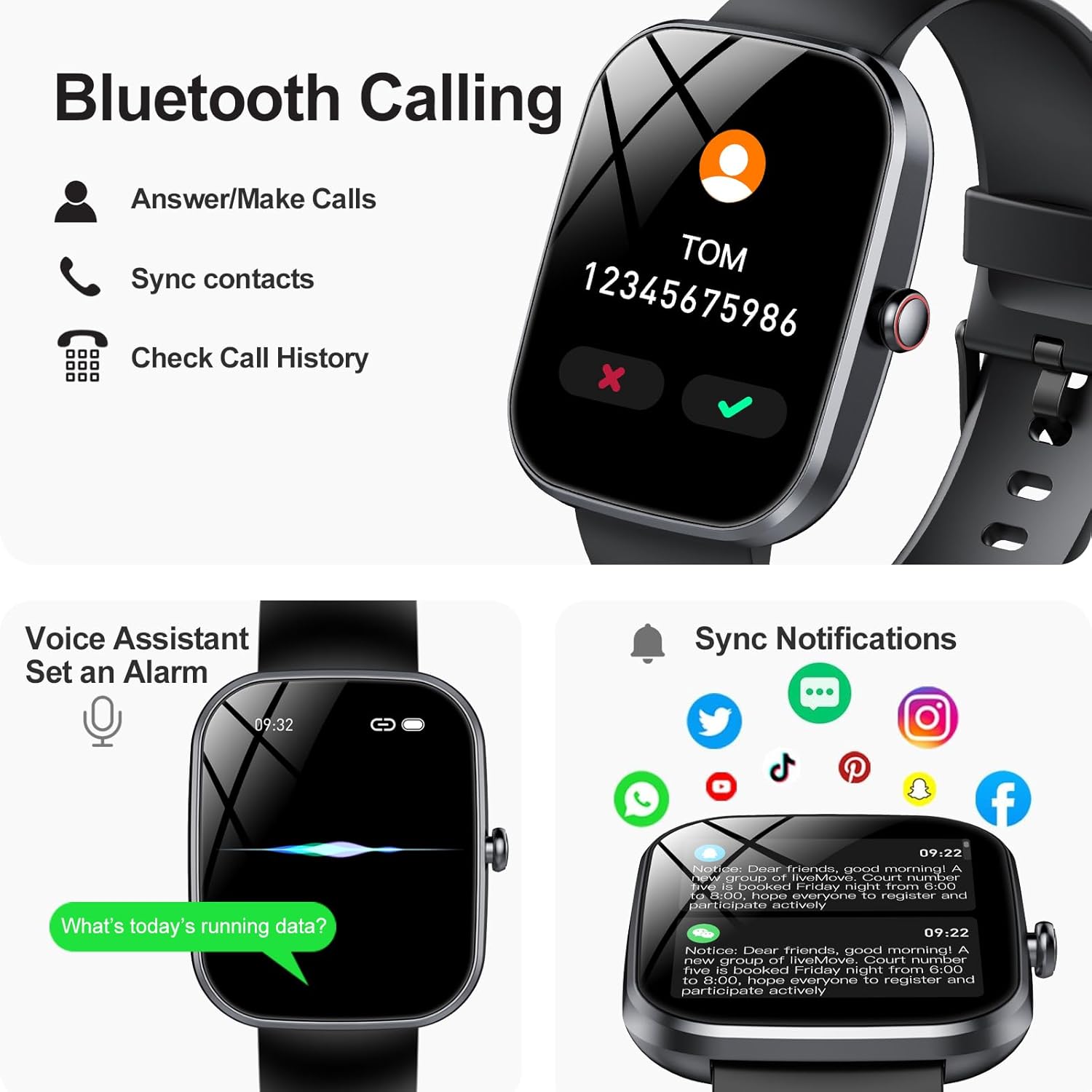 Smart Watch(Answer/Make Calls), 1.91" Smartwatch for Men Women DIY Dial Built-in, Fitness Tracker with Heart Rate Sleep Monitor, 112+ Sports Modes, IP68 Waterproof Activity Tracker for Android iOS - Image 3