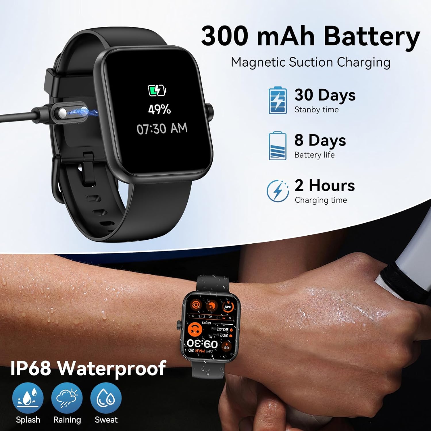 Smart Watch for Men Women, Alexa Built-in Fitness Tracker with Call Function & 1.83" HD Touchscreen, Heart Rate/Sleep Monitor, 100 Sport Modes, IP68 Waterproof, iOS Android Compatible - Image 7